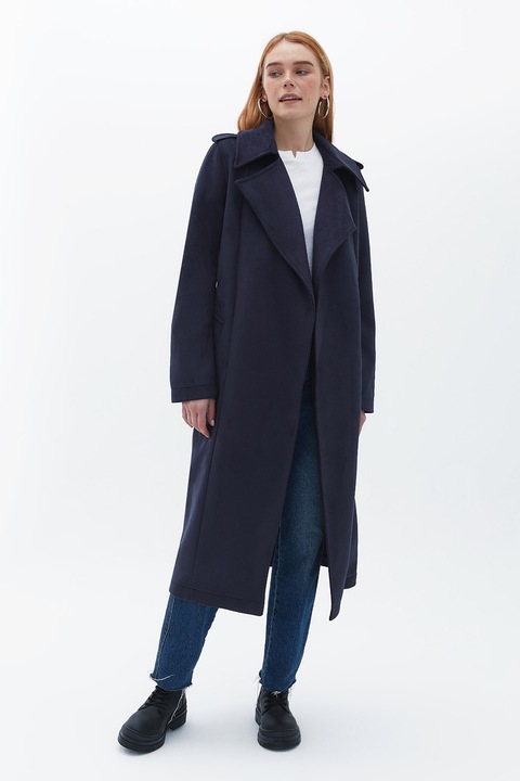 OXXO, Palton cu revere decupate, Albastru ultramarin