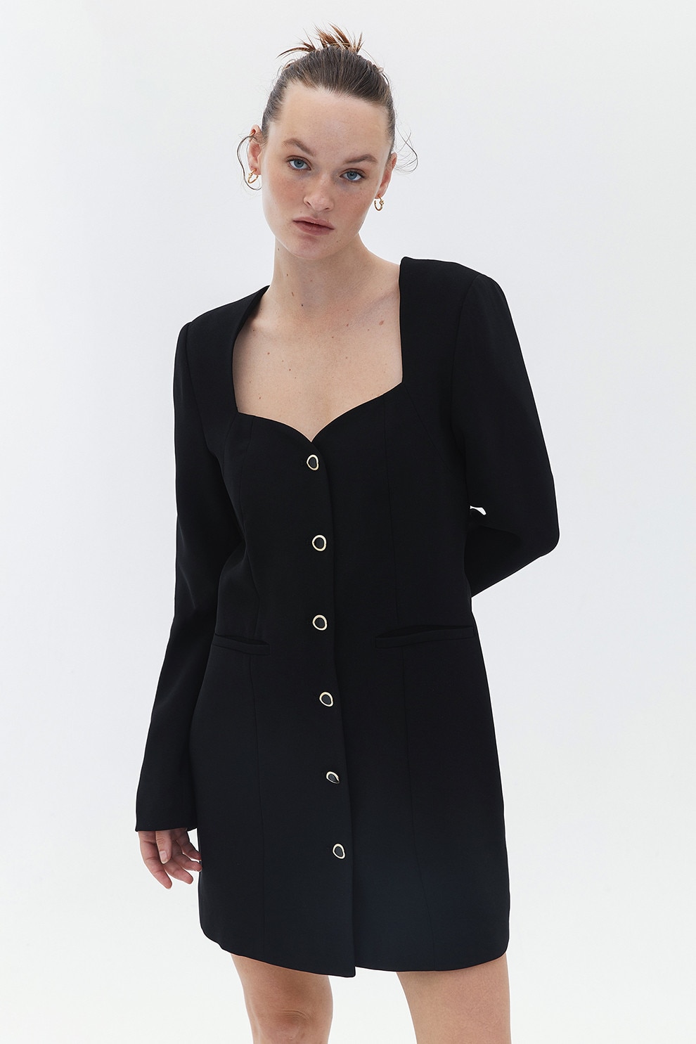 OXXO, Rochie-sacou cu buzunare cu refilet, Negru, XS