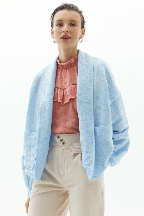 OXXO, Jacheta supradimensionata cu buzunare supradimensionate, Albastru pastel, L