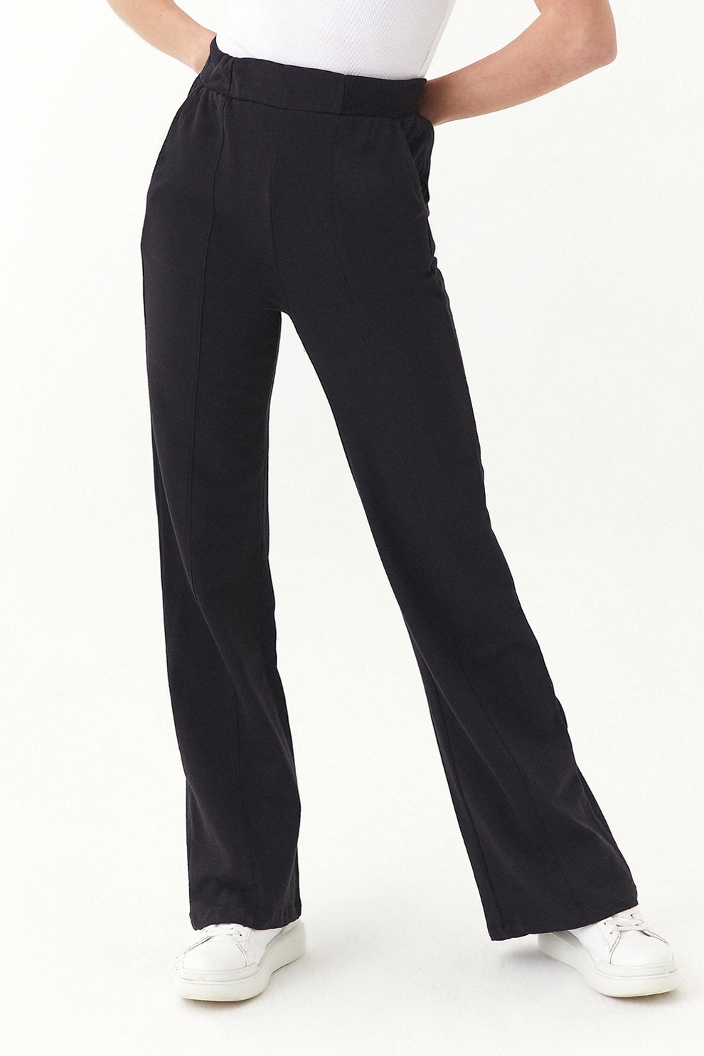 OXXO, Pantaloni evazati cu buzunare oblice Bosribbel, Negru, S