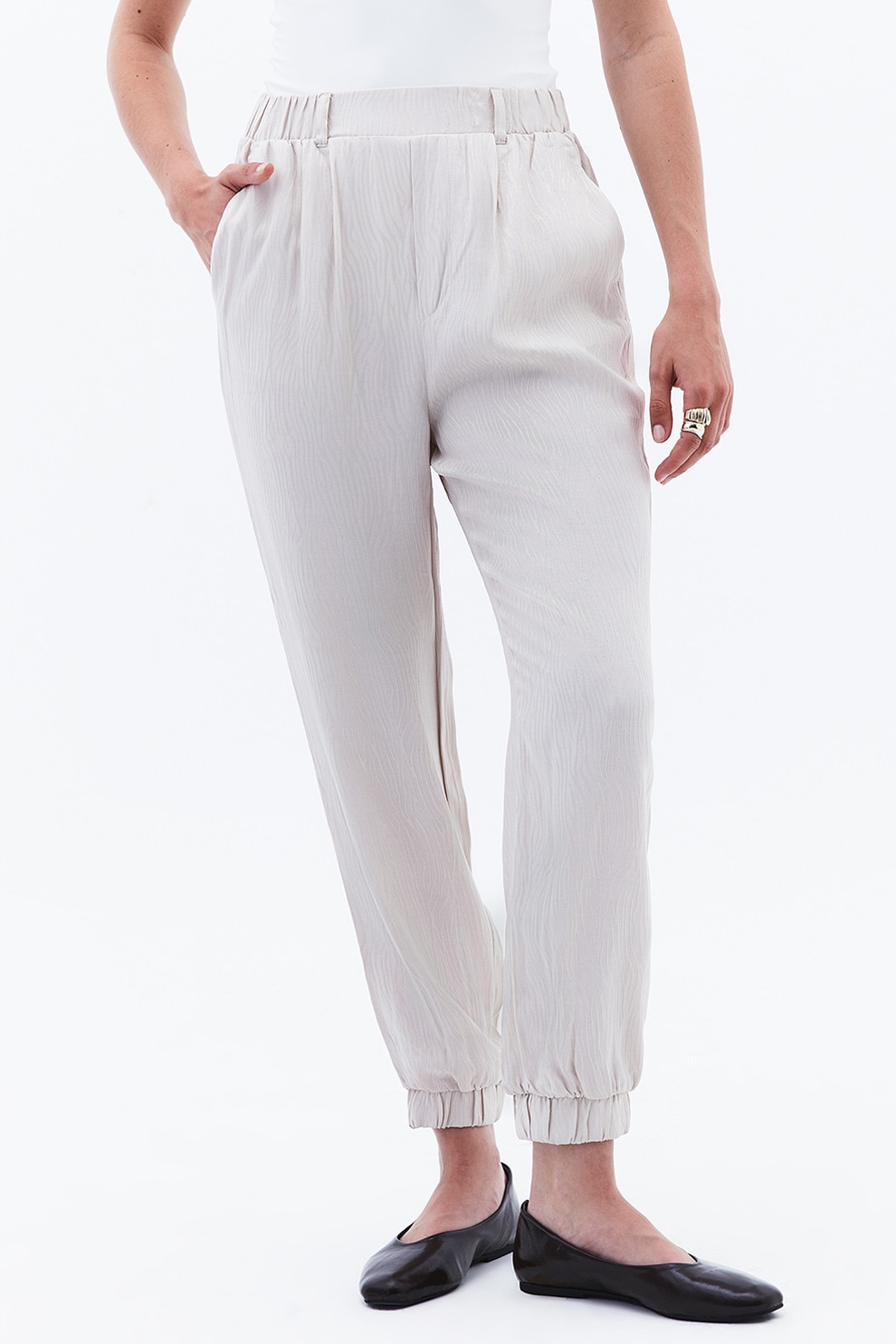 OXXO, Pantaloni jogger cu model zebra Jak, Alb, M