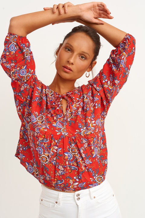OXXO, Bluza cu maneci 3/4, Portocaliu/Rosu vermillion/Albastru
