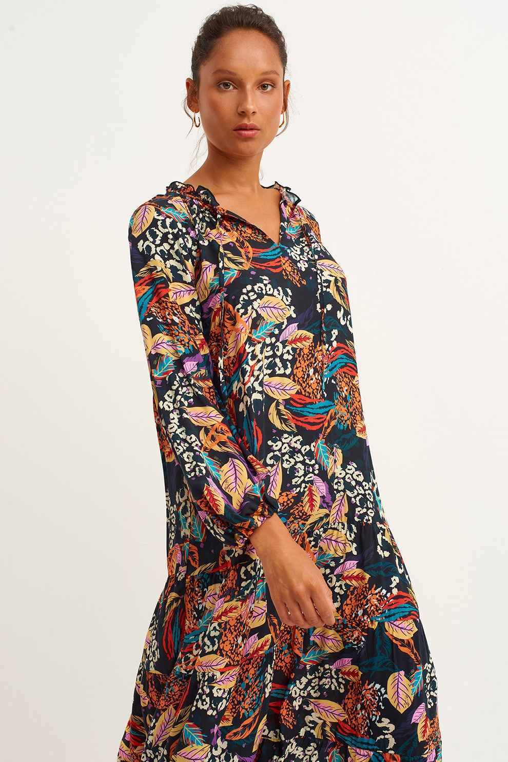 OXXO, Rochie maxi cu imprimeu floral, Multicolor, XS