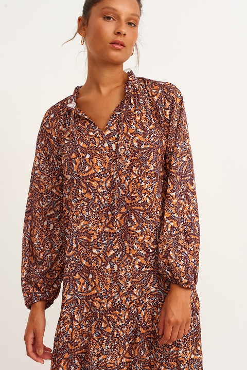 OXXO, Rochie maxi cu imprimeu floral, Alb/Portocaliu/Violet