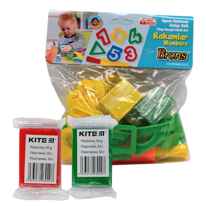 Formakészlet tészta modellezéséhez "Matematika" + 2 db 50 g-os gyurma, BR-472