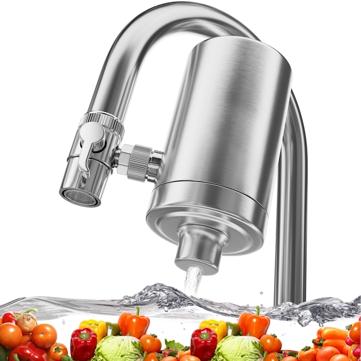 Filtru Profesional Pentru Purificarea Apei, Montare La Robinetul De La Chiuveta, Indeparteaza Clorul, Metalele Grele, Rugina, Sedimente, Materia Organica, Filtru Apa Potabila, Foarte Usor De Instalat