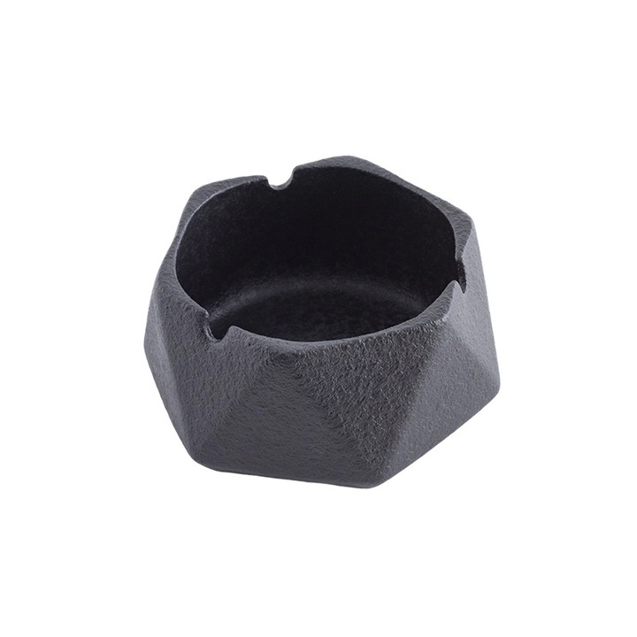 Kerámia hamutartó, hatszögletű, fekete, 10.5 x 10.5 x 5 cm