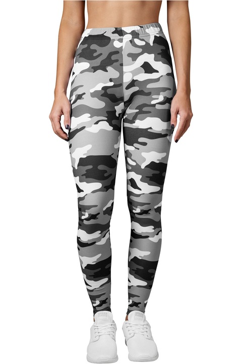 Urban Classics, Colanti cu model camuflaj, Alb/Negru/Gri