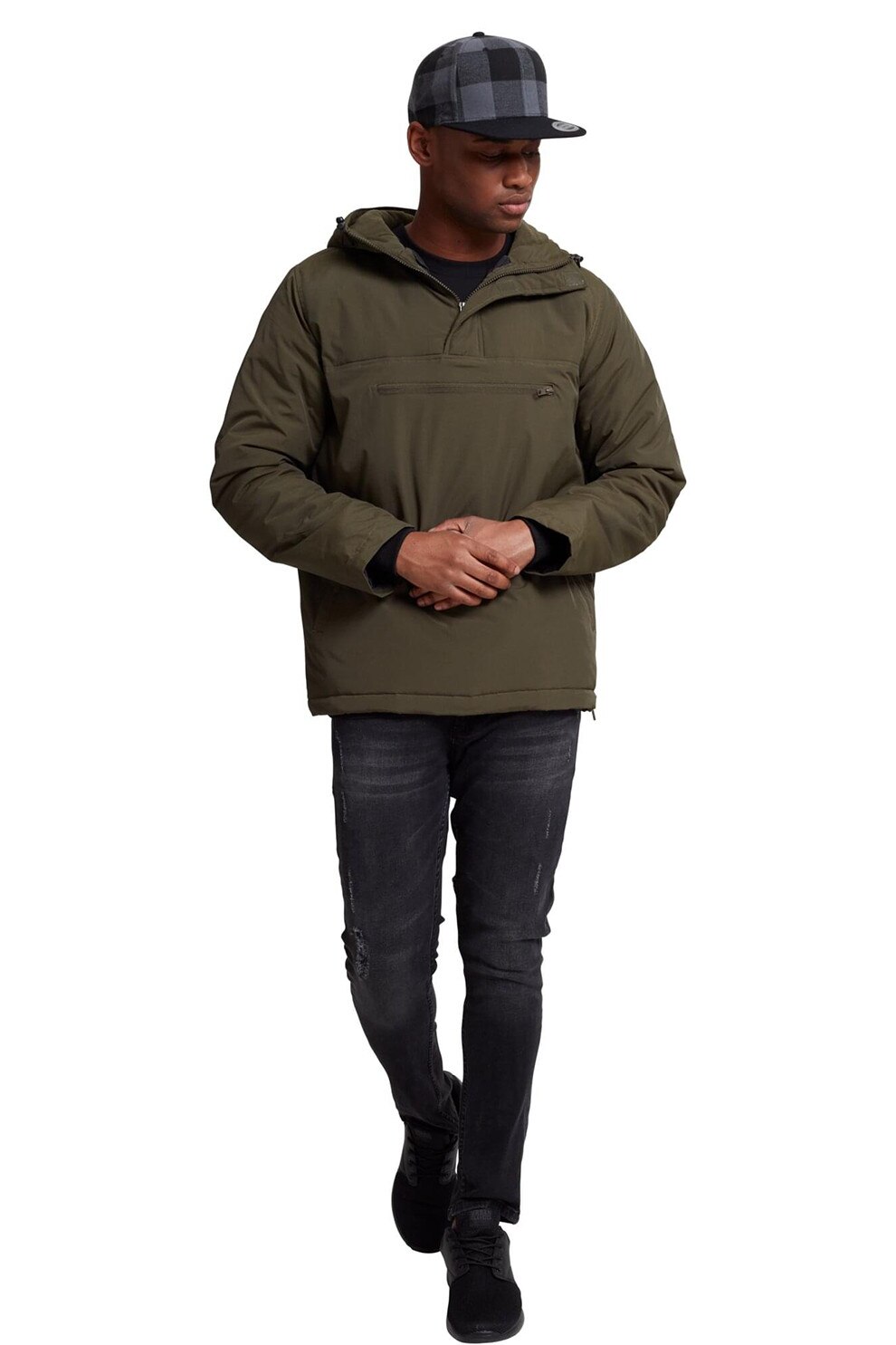 Urban Classics, Jacheta cu gluga si buzunar cu fermoar, Verde