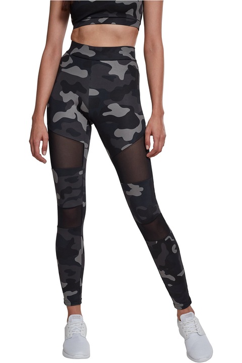 Urban Classics, Colanti cu model camuflaj, Negru/Gri/Bleumarin