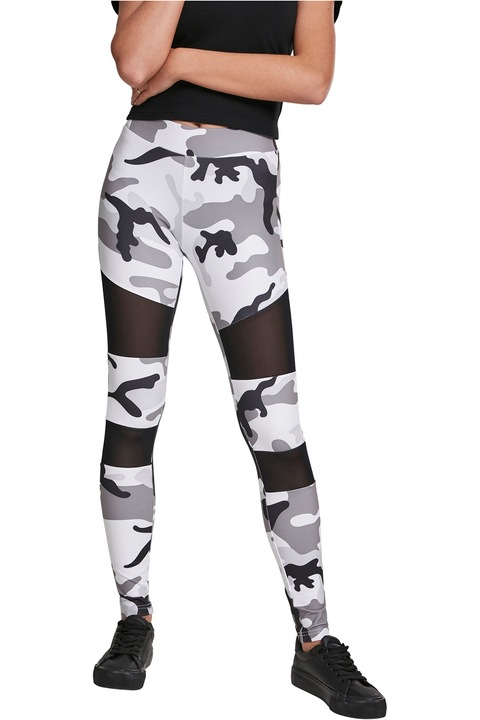 Urban Classics, Colanti cu model camuflaj, Alb/Negru/Gri deschis
