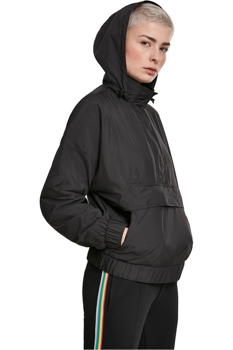 Urban Classics, Jacheta cu gluga si fermoar scurt, Negru