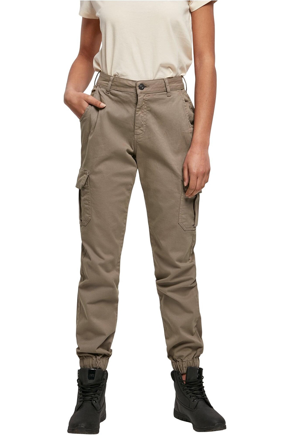 Urban Classics, Pantaloni cargo cu talie medie, Maro taupe, 30