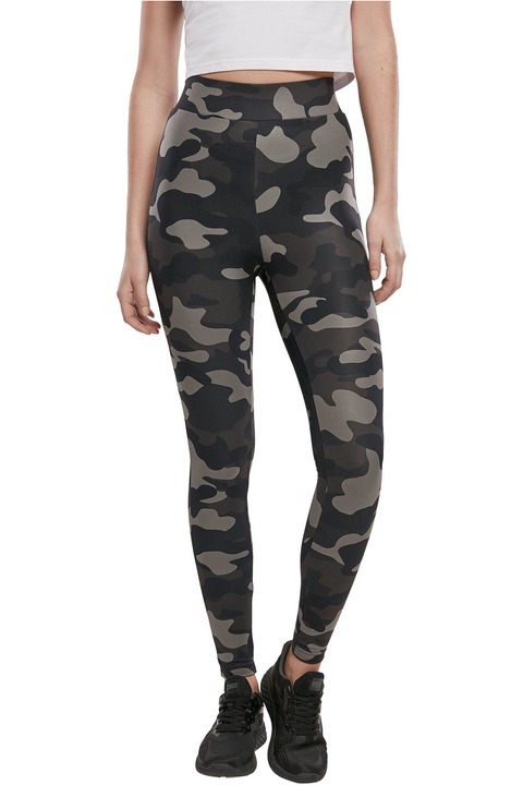 Urban Classics, Colanti cu model camuflaj, Negru/Gri inchis