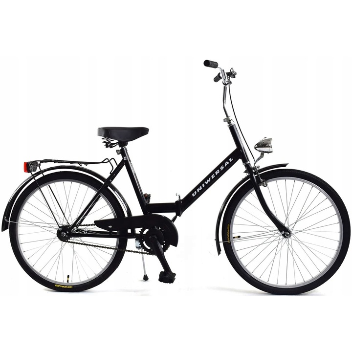 Folta összecsukható kerékpár, városi modell, 24', fekete, LED világítással