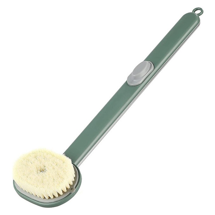 Perie de baie TodyJeyHo, pentru spate, fibre de nylon, verde