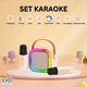 Boxa Portabila pentru Karaoke, cu 2 Microfoane Incluse, Joc de Lumini RGB, Incarcare USB C si Redare 3 - 4 Ore, DImensiune 9 x 7 cm, Crem Deschis, ORIGINAL DEALS