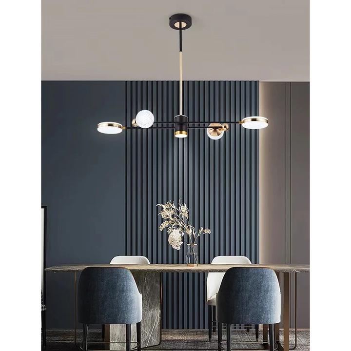 LED полилей Lane 66 W, с дистанционно управление, димируем, черен, златен, 32x60x94 см