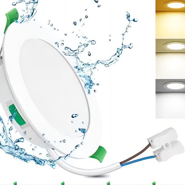 Комплект от 6 вградени LED светлини - Ултратънка вградена LED таванна светлина, Регулируем спот, модерно осветление за вътрешни бани, коридори, стаи, кухни и спални