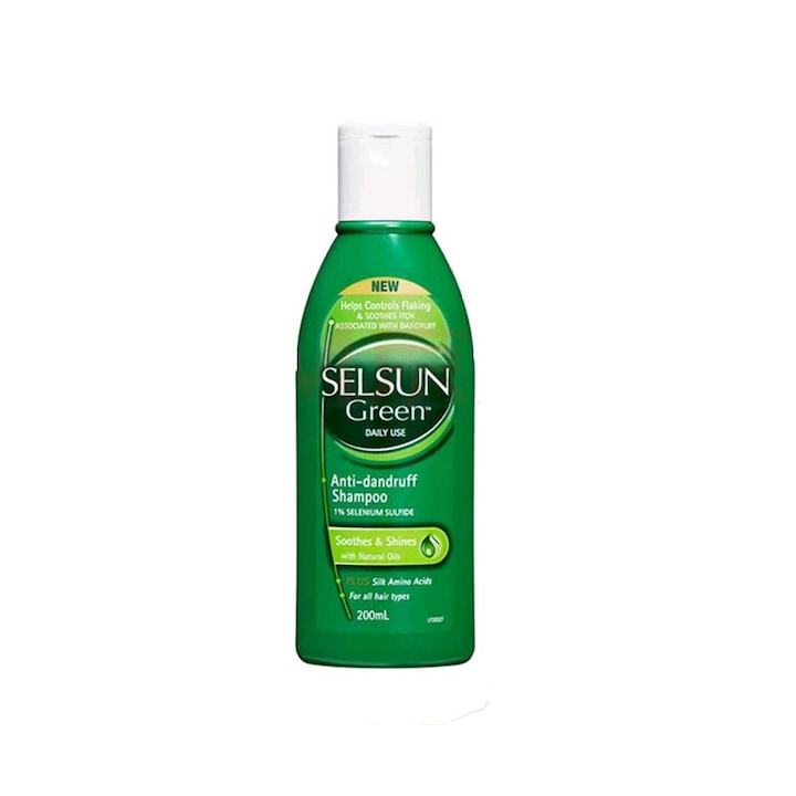 Sampon de par Selsun, 200 ml, pentru scalp cu matreata, hidratare si control, culoare albastra