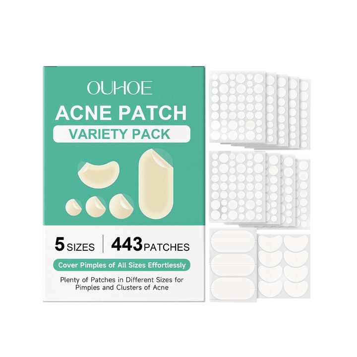 443 darabos pattanás tapasz készlet, láthatatlan fedés, hidrokolloid anyag, változatos méretek