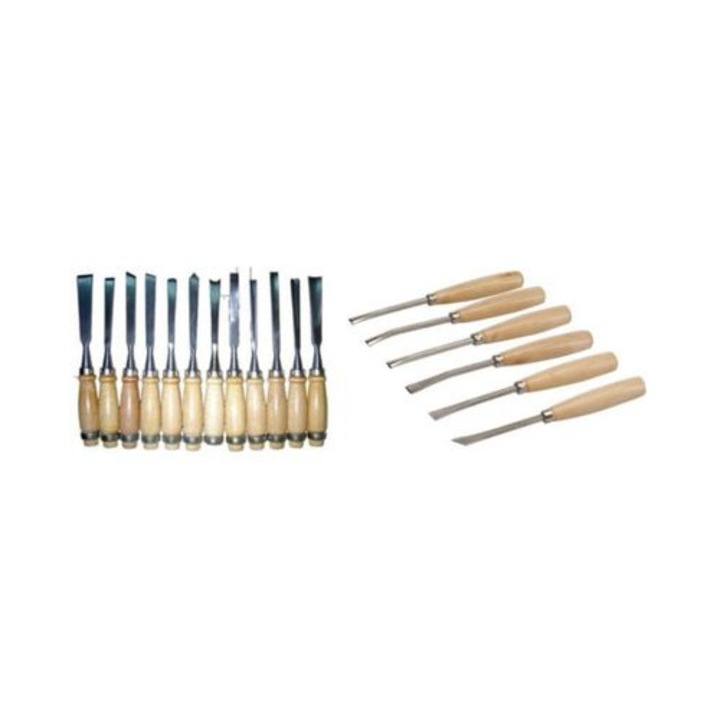 Set dalti sculptura lemn, 12 bucati, set mini dalti sculptura, gravat,6 piese