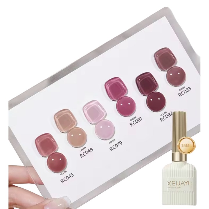6 darabos XEIJAYI barna féltartós körömlakk készlet, professzionális kidolgozás, nyári-őszi színek, Soak Off, könnyen felvihető, önterülő, gyorsan száradó, 6*15 ml