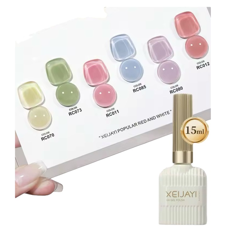 6 darabos féltartós körömlakk készlet népszerű nyári árnyalatokban XEIJAYI UV/LED, professzionális kivitel, leöblíthető, könnyen felvihető, önterülő, gyorsan száradó, 6*15 ml