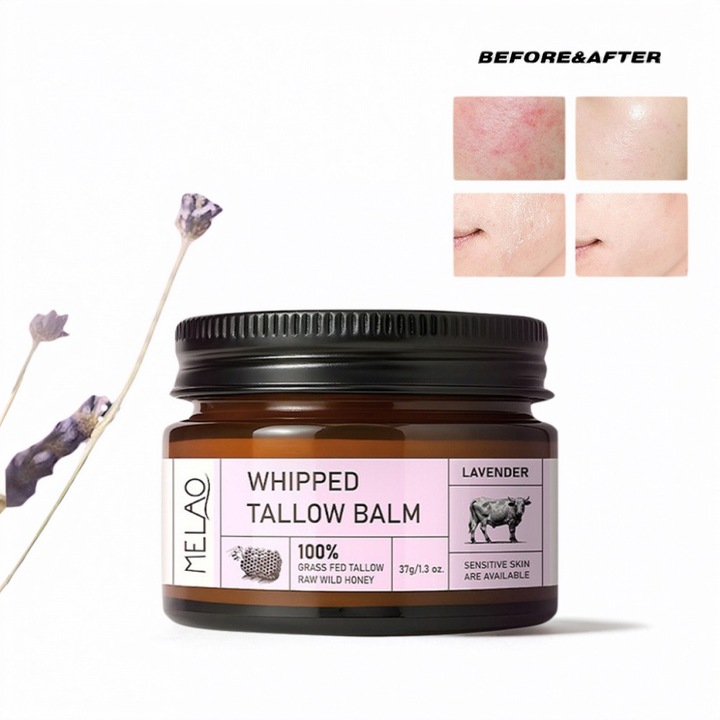 Balsam de corp cu miere de lavanda si grasime de vita - hraneste si hidrateaza in profunzime, calmeaza anxietatea si imbunatateste calitatea somnului, repara imperfectiunile pielii, 37g