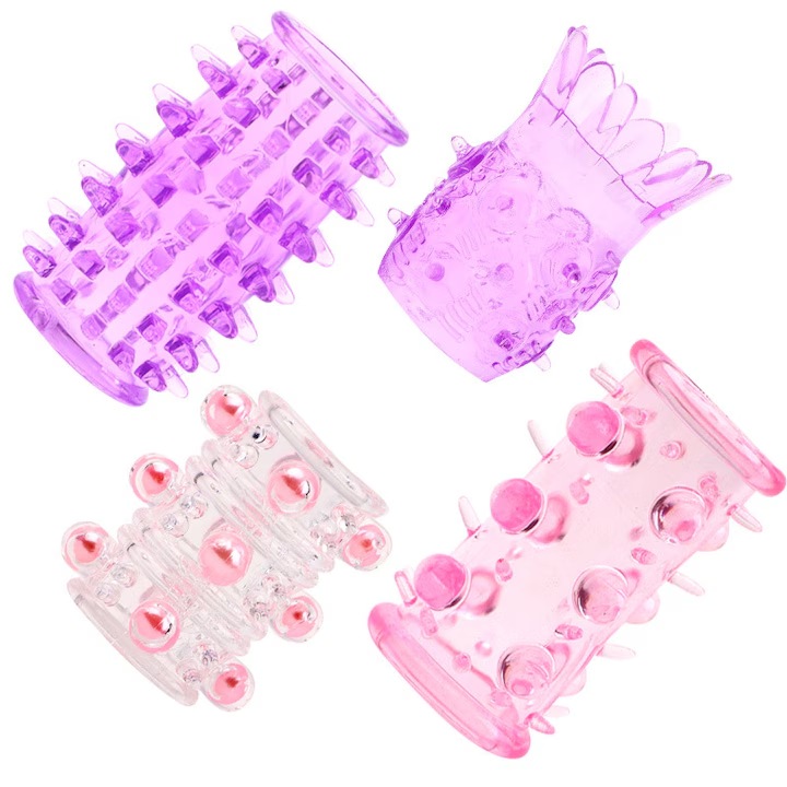 Set 4 Manson pentru inel semi-acoperit pentru barbati cu bile 360° pentru cupluri Jucarii sexuale Manson ultra-moale, elastic si reutilizabil pentru penis Jucarii pentru adulti pentru placere sexuala