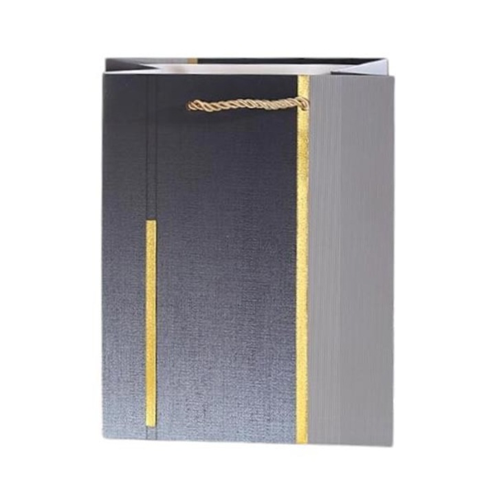 Punga cadou, 26 x 32 x 10 cm, gri, cu panglica aurie