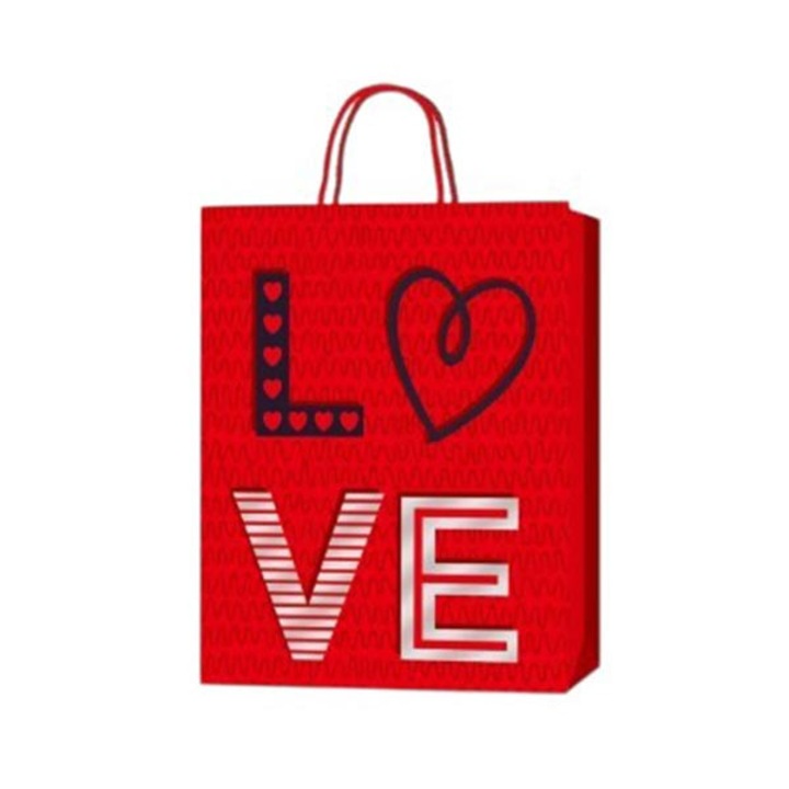 Punga cadou Love, 18 x 23 x 8 cm, rosie