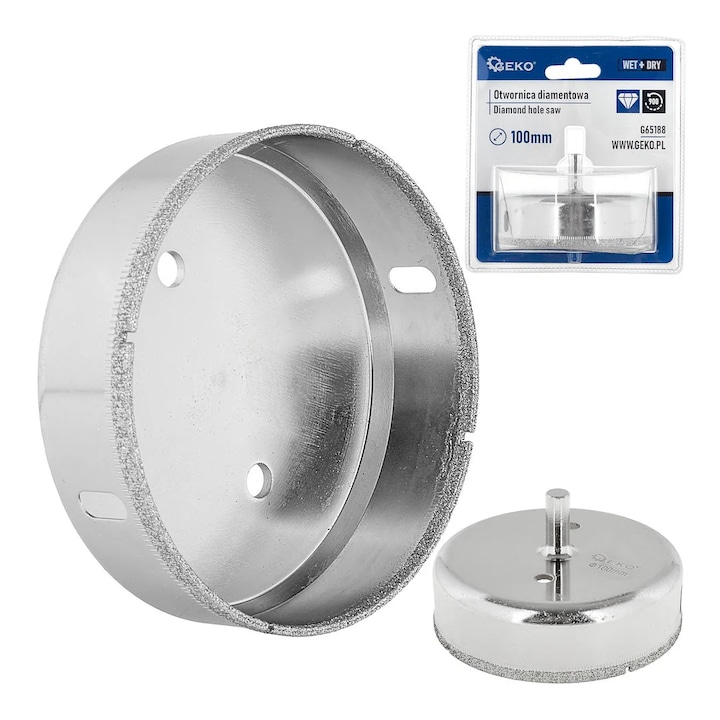 Carota diamantata Geko G65188, 100 mm, taiere uscata si umeda, pentru gresie si ceramica