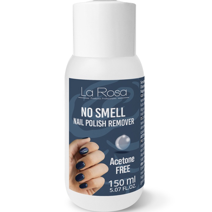 Dizolvant sensitive fara acetona, fara miros pentru indepartarea lacului de unghii La Rosa Profesionales, 150 ml