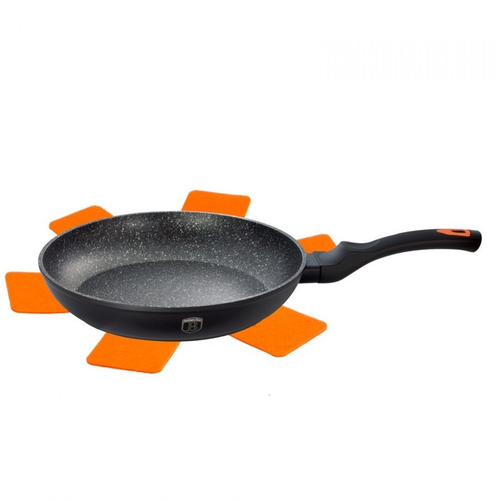 Тиган Berlinger Haus Granit Diamond, 24см, черна/оранжева, 3 слоя гранит, феромагнитна основа
