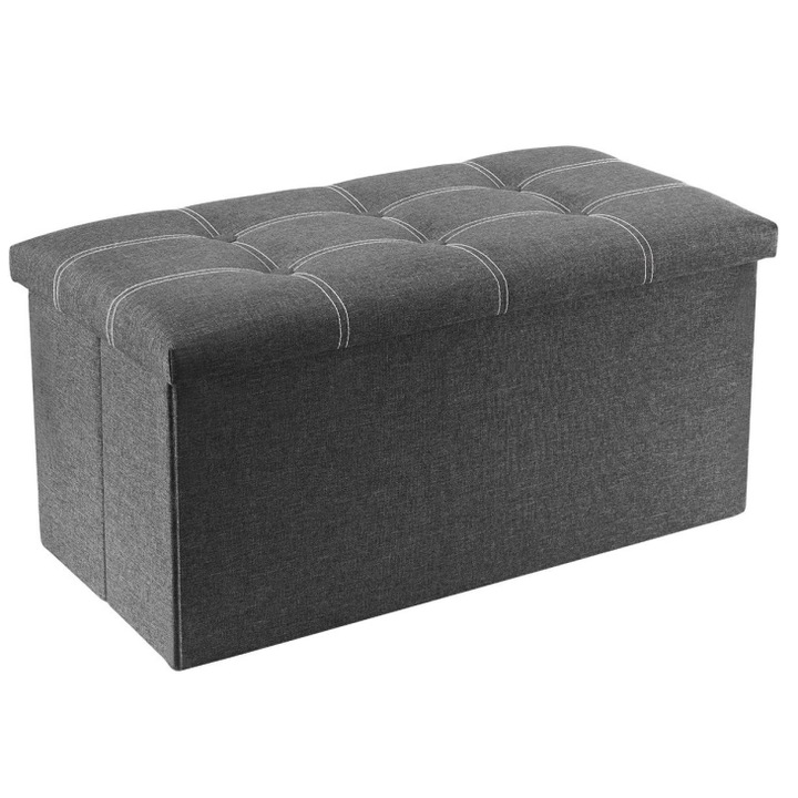 Banca pliabila de depozitare, 76x38x38cm, 110L, gri antracit, suporta pana la 167 kg