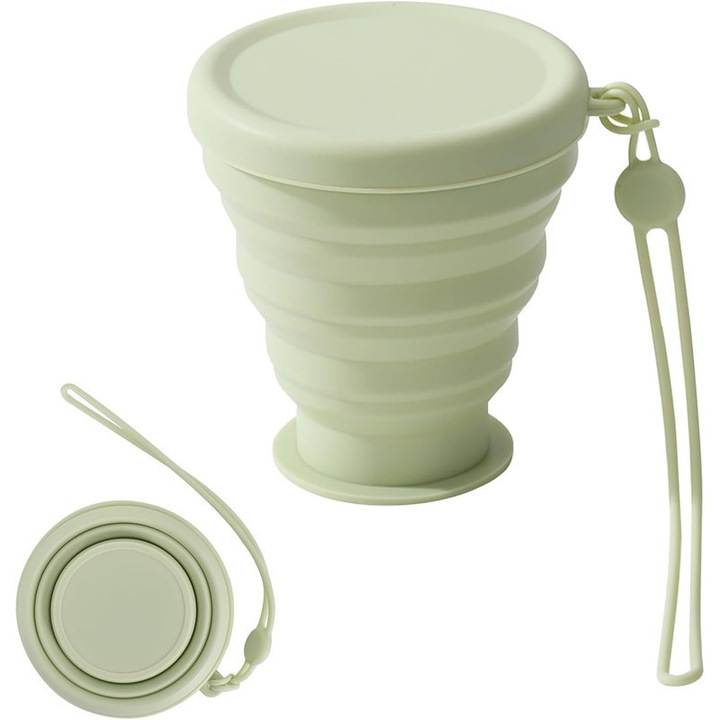 Összecsukható kemping pohár, 200ml, zöld
