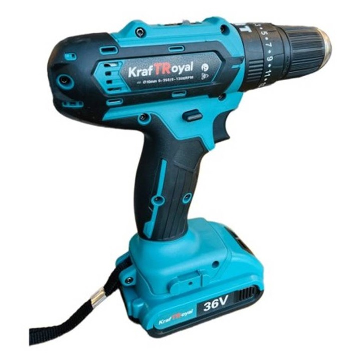 Винтоверт Kraft Royal, Акумулаторен, Ударен, 25 части, Зелен, 36VDC, 6Ah, 42Nm, К-т