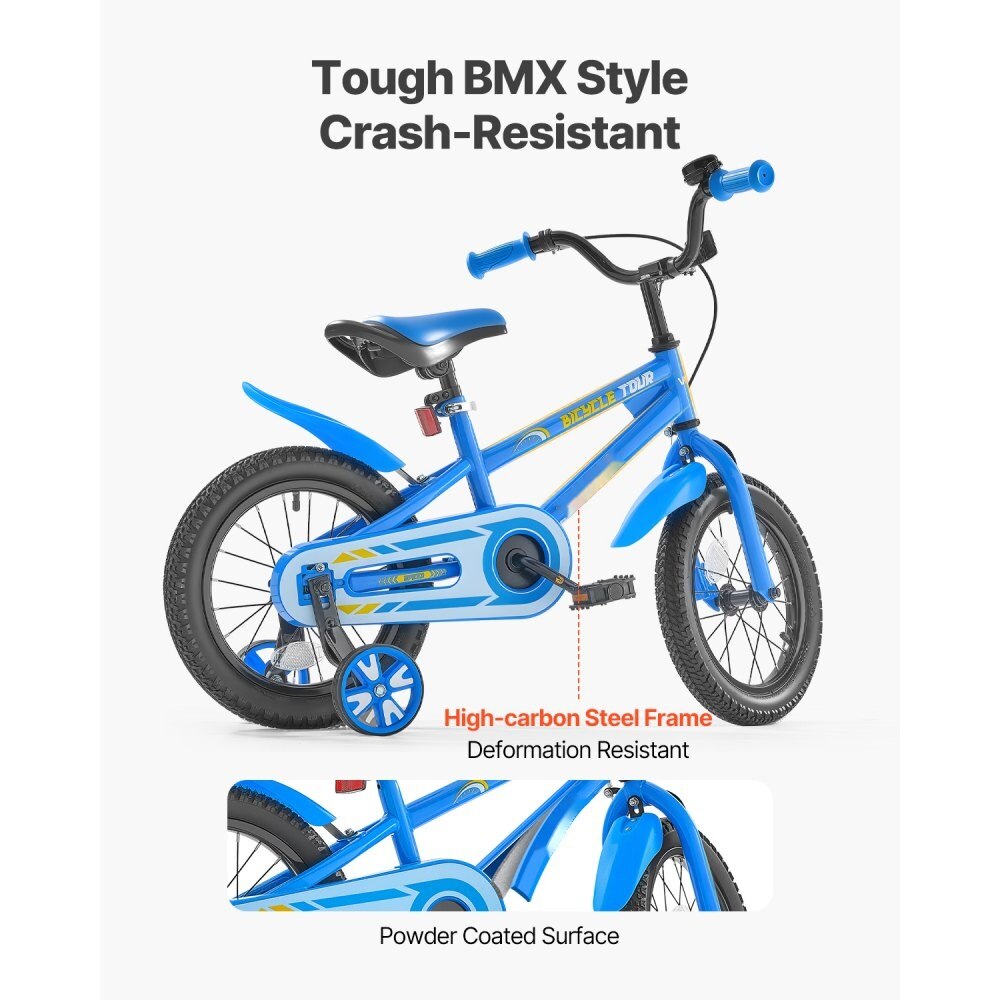 Детски велосипед, BMX модел, 35,56 см, за момчета и момичета, 3-6 ...