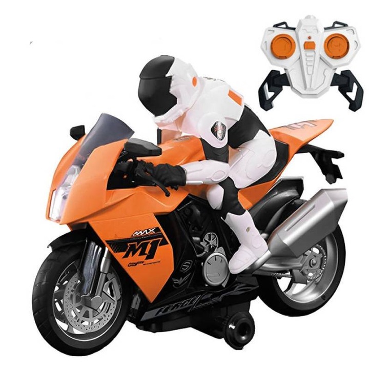 AiJH Távirányítós Kaszkadőr Motor, 360 Fokban Forgatható, Narancssárga