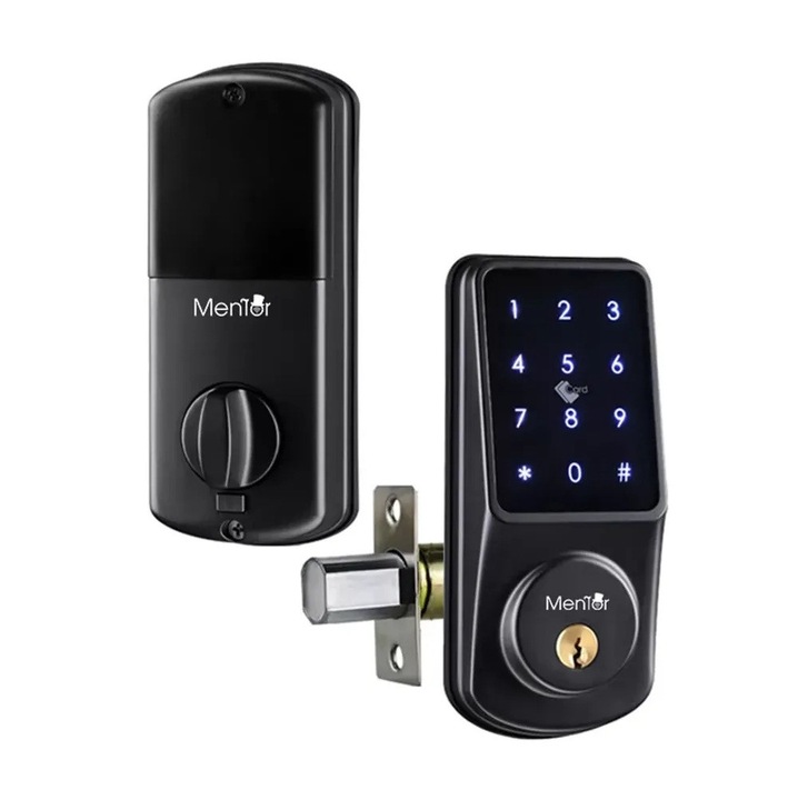 Yala Smart WiFi 5in1 cu Cifru / Parola, Aplicatie, Amprenta, Card si Cheie pentru Usi din Lemn si Metal - Mentor SY087 Neagra