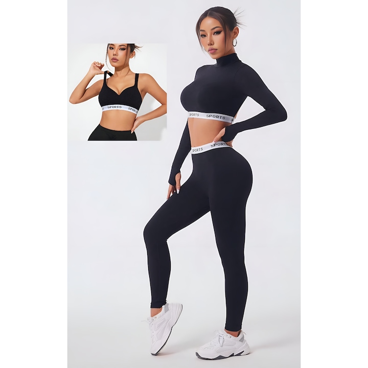 Set fitness negru 3 piese nou