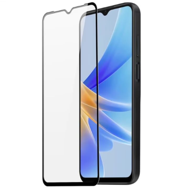 MatTech стъклен протектор, съвместим с Samsung Galaxy M16 / Galaxy A16 / Galaxy A17, залепване по цялата повърхност, 9H технология за защита, първокласна Full HD яснота, пълно лепене, черни ръбове