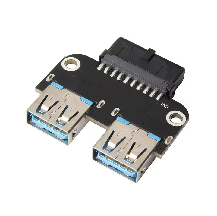 Adaptor 20Pin la Dual USB 3.0 – Convertor Header Placa de baza 19 Pin/20P in 2 Porturi USB 3.0 Tip A