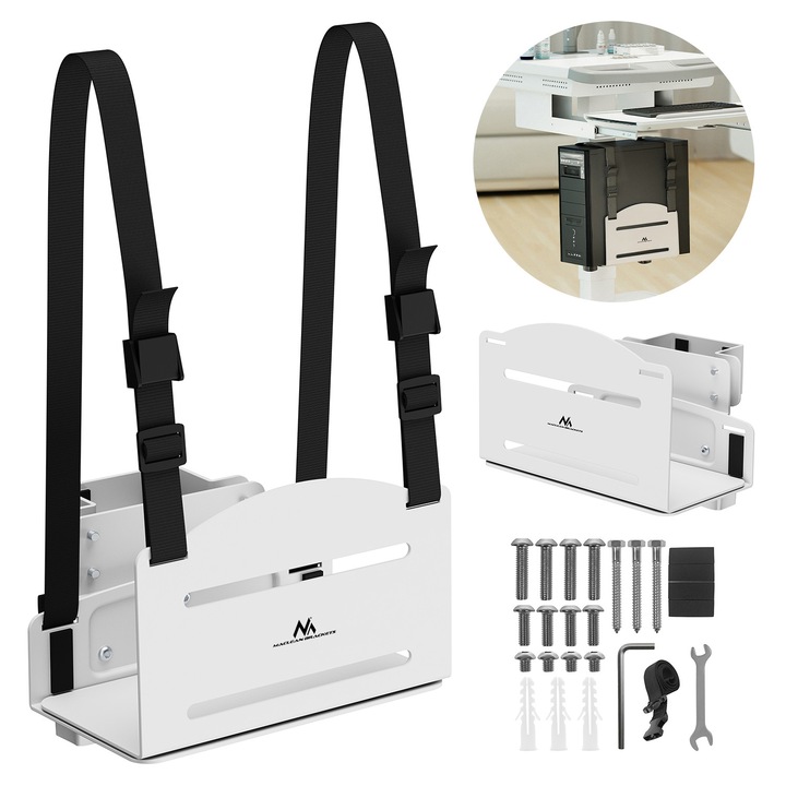Suport reglabil pentru unitate PC Maclean MC-116 W, alb, 122–212 mm, pana la 10 kg
