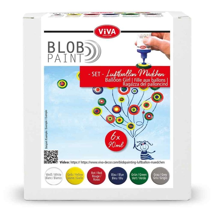 6 db-os ajándék pöttyös festőfesték készlet Blob Paint VIVA DECOR, 6x90ml MIx 3