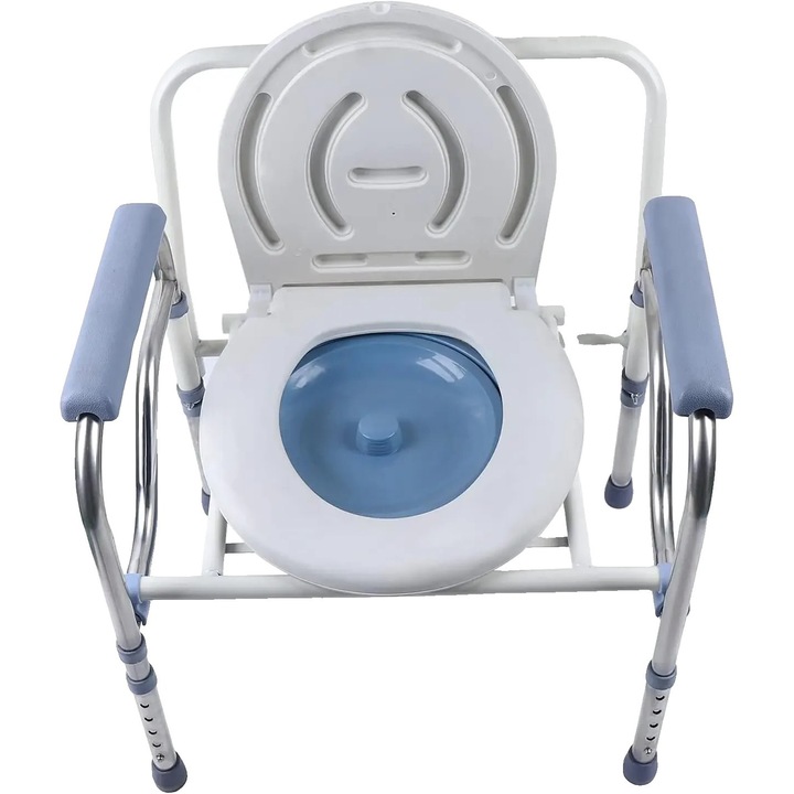 Scaun de toaleta, inaltime ajustabila, suport confortabil, argintiu, 65x75cm