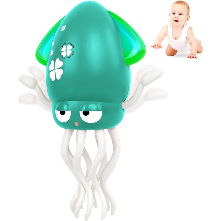 Interaktív táncoló polip játék, zöld