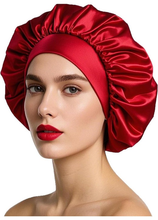 Szatén hálózsák, piros, egy méret, hajvédelemre