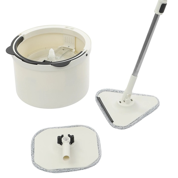 Set mop rotativ 360 cu galeata si 5 lavete, alb, 22, 5x22x132cm